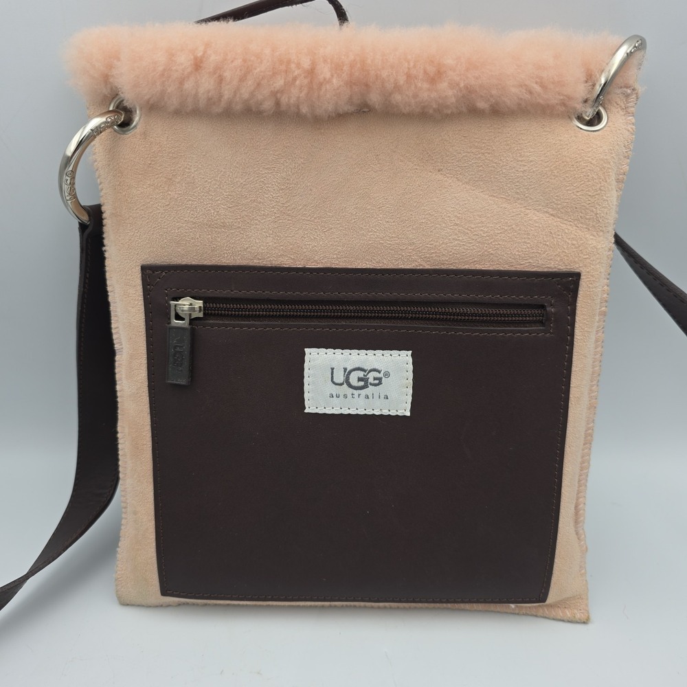 UGG Australia Cross Body Bag Shoulder Bag Purse Handbag Light Pink Suede